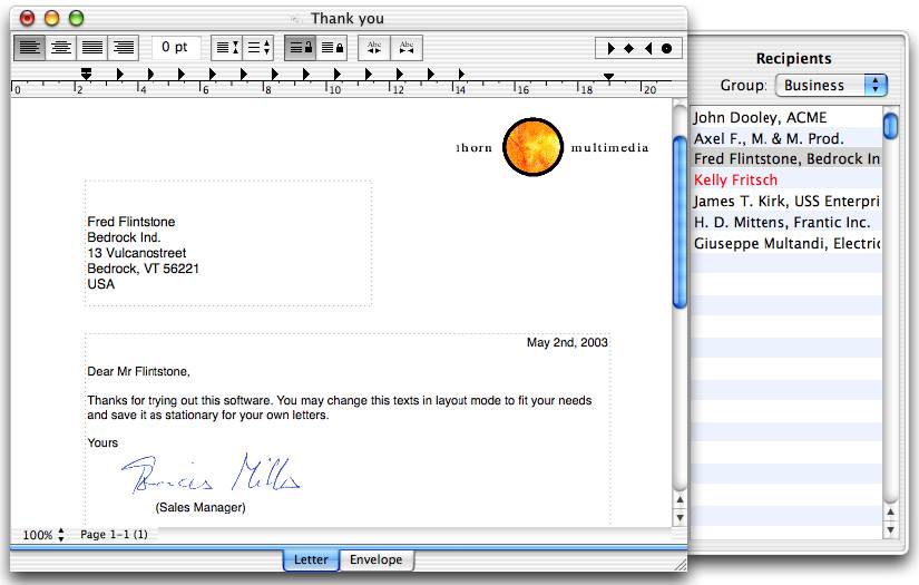 Screenshot of LetterWorks 1.4.0